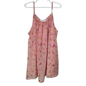 Beautee Girls Size XL Sleeveless Top Pink Floral Lined Spaghetti Straps
